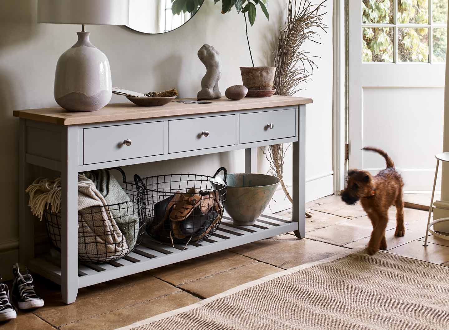 Home storage ideas blog post, home inspiration, hallway storage, The Cotswold Company Blog
